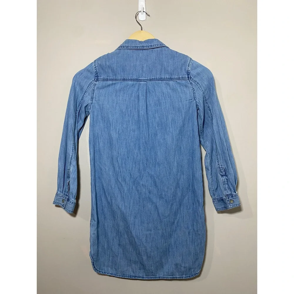 GAP Kids Denim Jean Shirt Dress‎ Long Sleeve Button Front Pockets Blue Sz MEDIUM